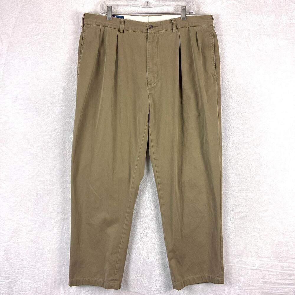 VTG Polo Ralph Lauren Pants Men 38x32 Brown Andrew Pleated Preppy Classic 90s